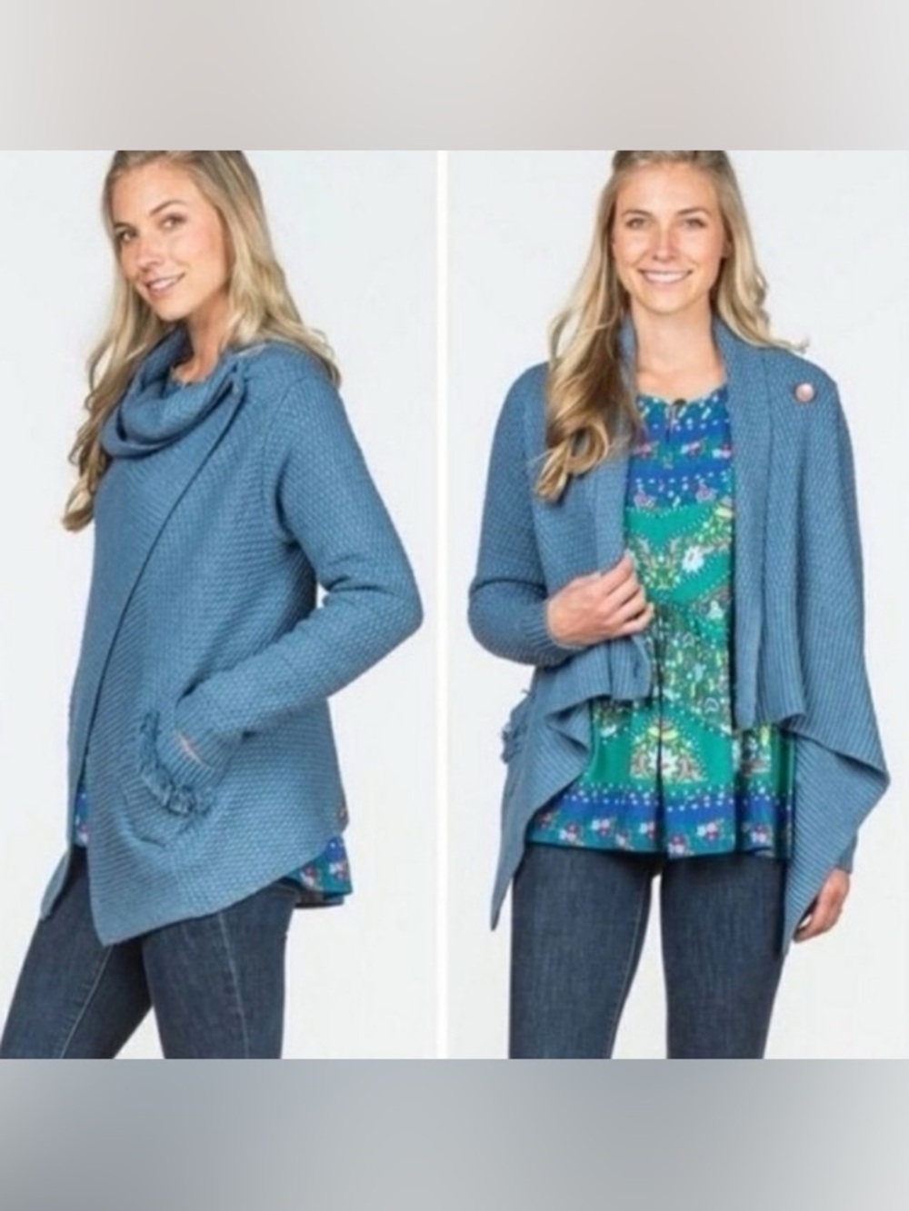 Matilda Jane Envision This Blue Wrap Knit Cardigan